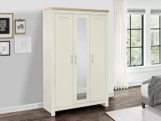 Birlea Birlea Highgate Cream and Oak 3 Door Mirrored Wardrobe