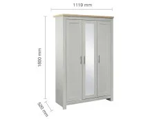 Birlea Birlea Highgate Grey and Oak 3 Door Mirrored Wardrobe