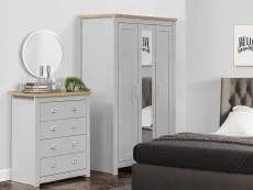 Birlea Furniture & Beds Birlea Highgate Grey and Oak 3 Door Mirrored Wardrobe