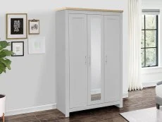 Birlea Birlea Highgate Grey and Oak 3 Door Mirrored Wardrobe