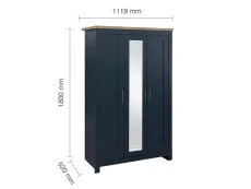 Birlea Birlea Highgate Navy and Oak 3 Door Mirrored Wardrobe