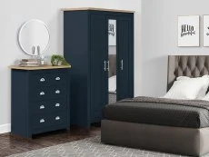 Birlea Birlea Highgate Navy and Oak 3 Door Mirrored Wardrobe