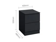 Birlea Furniture & Beds Birlea Oslo Black 2 Drawer Bedside Table