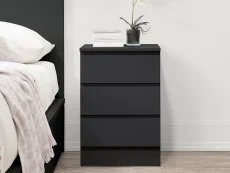 Birlea Birlea Oslo Black 3 Drawer Bedside Table