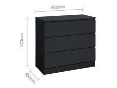 Birlea Birlea Oslo Black 3 Drawer Chest of Drawers