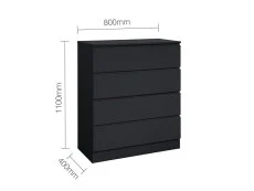 Birlea Birlea Oslo Black 4 Drawer Chest of Drawers