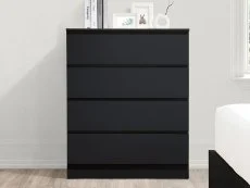 Birlea Furniture & Beds Birlea Oslo Black 4 Drawer Chest of Drawers