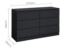 Birlea Birlea Oslo Black 6 Drawer Chest of Drawers