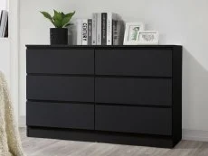 Birlea Birlea Oslo Black 6 Drawer Chest of Drawers