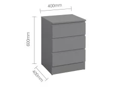Birlea Birlea Oslo Grey 3 Drawer Bedside Table