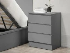 Birlea Furniture & Beds Birlea Oslo Grey 3 Drawer Bedside Table