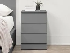 Birlea Furniture & Beds Birlea Oslo Grey 3 Drawer Bedside Table