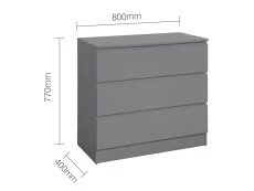 Birlea Furniture & Beds Birlea Oslo Grey 3 Drawer Chest of Drawers