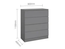 Birlea Furniture & Beds Birlea Oslo Grey 4 Drawer Chest of Drawers