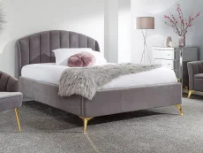 GFW Pettine Double Grey Fabric 3 Piece Bedroom Furniture Set