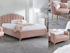 GFW GFW Pettine Double Pink Fabric 3 Piece Bedroom Furniture Set