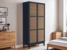 LPD LPD Bordeaux Rattan and Blue 2 Door Double Wardrobe