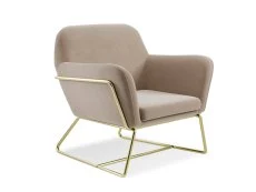 LPD Charles Beige Velvet Fabric Armchair