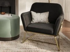 LPD LPD Charles Black Velvet Fabric Armchair