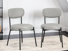 LPD LPD Smith Grey Set of 2 Faux Leather Dining Chairs