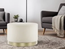 LPD LPD Lara Large Cream and Gold Fabric Bedroom Stool