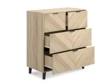 LPD Stockholm Chevron Light Oak 4 Door Chest of Drawers