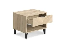 LPD Stockholm Chevron Light Oak 1 Drawer Bedside Table