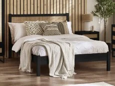 Julian Bowen Julian Bowen Padstow Rattan Black Wooden Bed Frame