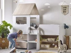 Julian Bowen Julian Bowen Orpheus White and Light Oak Wooden Mid Sleeper Bed Frame