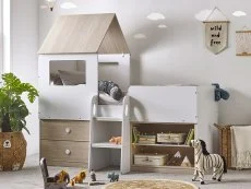 Julian Bowen Julian Bowen Orpheus White and Light Oak Wooden Mid Sleeper Bed Frame