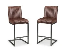 Julian Bowen Julian Bowen Brooklyn Set of 2 Brown Faux Leather Bar Stools