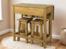Core Core Corona Pine Breakfast Drop Leaf Table and 2 Stools Set