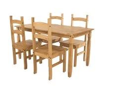 Core Core Corona Pine Rectangular Dining Table and 4 Chair Set