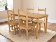 Core Core Corona Pine Rectangular Dining Table and 4 Chair Set
