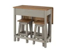 Core Core Corona Grey and Waxed Pine Breakfast Drop Leaf Table and 2 Stools Set