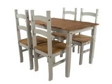 Core Core Corona Grey and Waxed Pine Rectangular Dining Table and 4 Chair Set