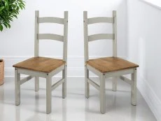Core Core Corona Grey and Waxed Pine Set of 2 Chairs