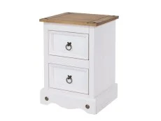 Core Core Corona White and Pine 2 Drawer Petite Bedside Table