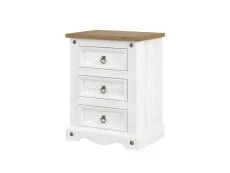 Core Core Corona White and Pine 3 Drawer Bedside Table