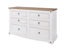 Core Core Corona White and Pine 3+3 Drawer Wide Chest of Drawers