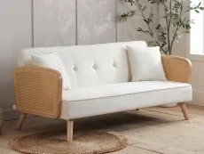 Birlea Birlea Mila Rattan and White Fabric Sofa Bed