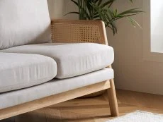 Birlea Birlea Ida Rattan and White Fabric 2 Seater Sofa