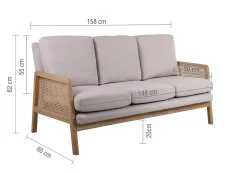 Birlea Birlea Ida Rattan and White Fabric 3 Seater Sofa