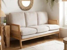 Birlea Birlea Ida Rattan and White Fabric 3 Seater Sofa