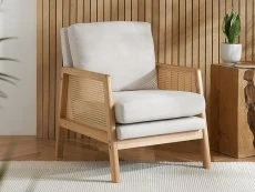 Birlea Birlea Ida Rattan and White Fabric Accent Chair