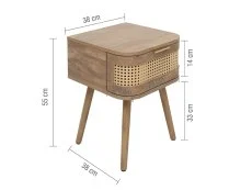 Birlea Birlea Noah Rattan and Oak 1 Drawer Bedside Table