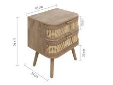 Birlea Birlea Noah Rattan and Oak 2 Drawer Bedside Table