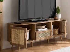 Birlea Birlea Noah Rattan and Oak 2 Door 1 Drawer TV Cabinet