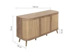 Birlea Birlea Noah Rattan and Oak 3 Door Sideboard