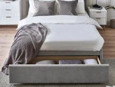 Julian Bowen Julian Bowen Savannah Grey Velvet 1 Drawer Fabric Bed Frame